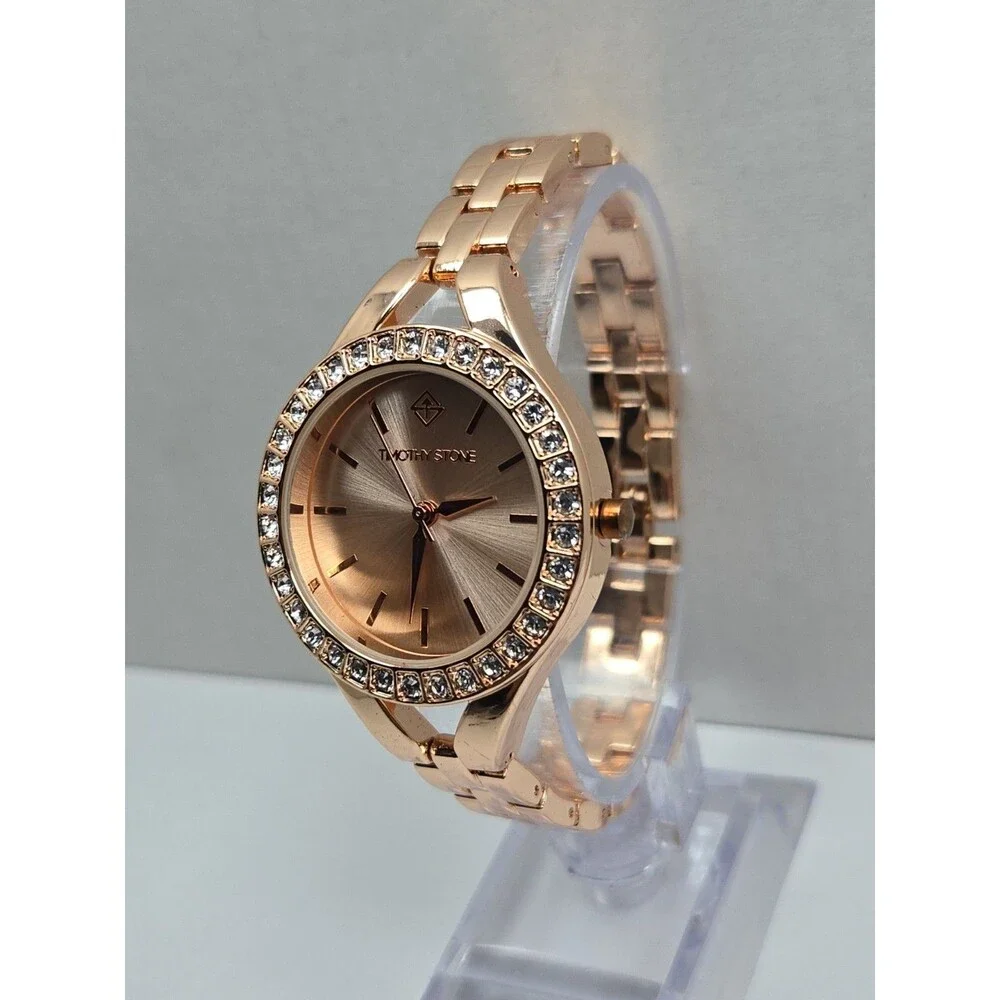 Timothy Stone Joliet Womens Rose Gold Swarovski Crystal Quartz Watch New Battery
